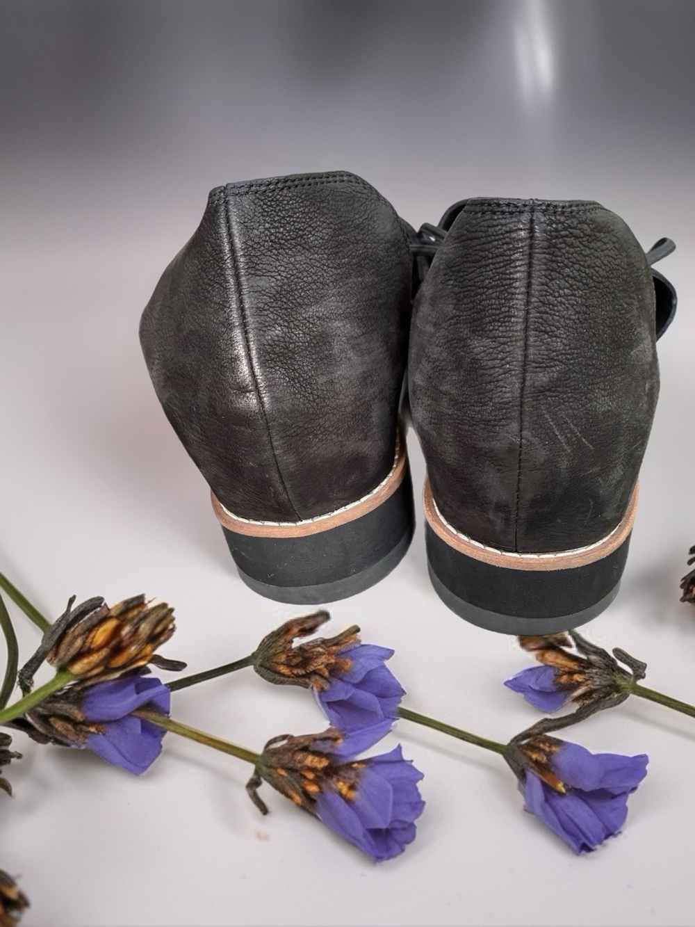 Eileen Fisher Black Leather Open-Toe Slingback Sandals - Picture 3 of 6